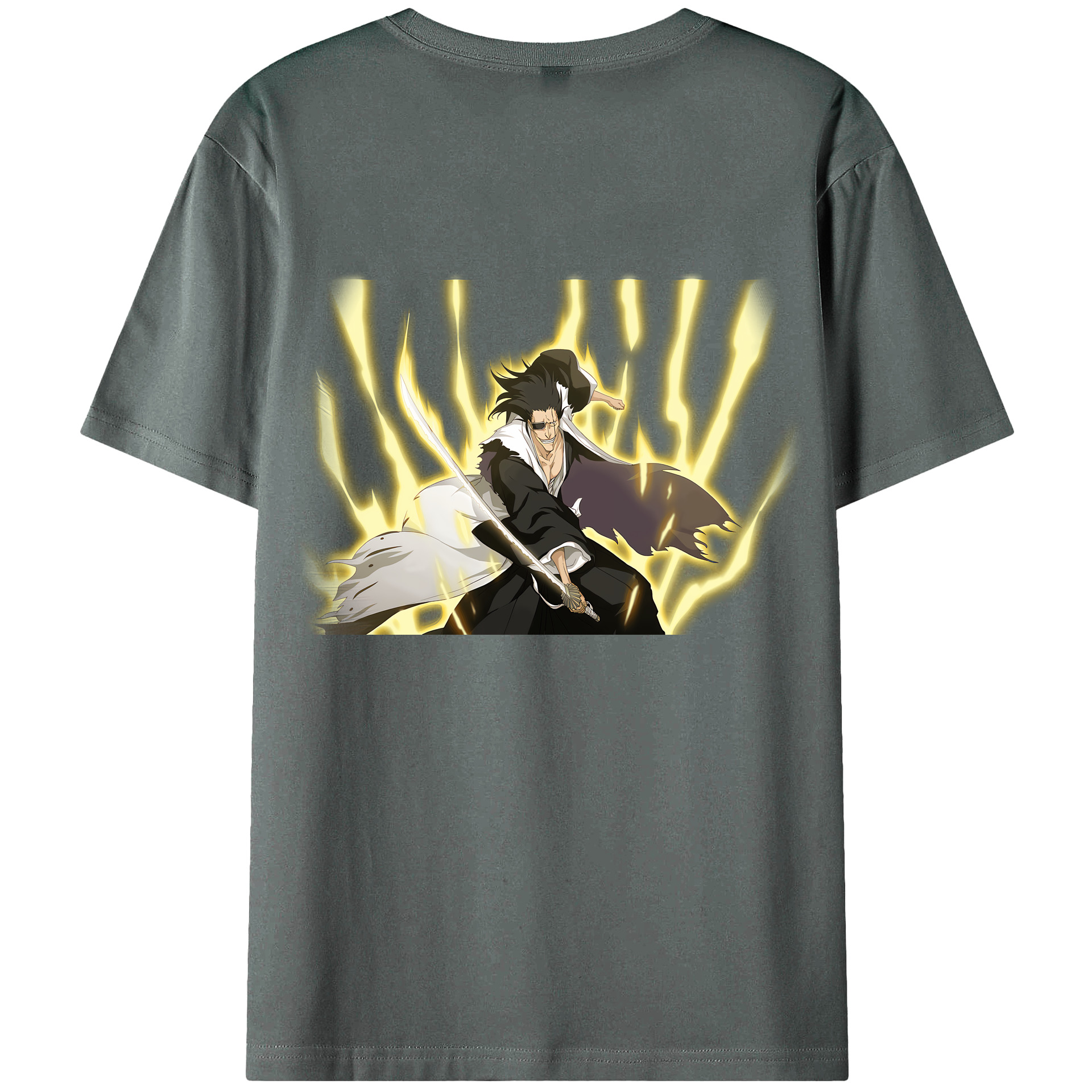 （画像用） ブリーチ ざらき けんぱち BLEACH Zaraki Kenpachi 綿100％ メンズ半袖Tシャツ（バックプリント） 通気性